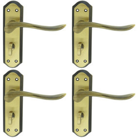 4x PAIR Curved Lever on Sculpted Bathroom Backplate 180 x 48mm Florentine Bronze