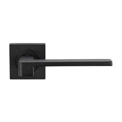 4x PAIR Flat Squared Bar Handle on Square Rose Concealed Fix Matt Black