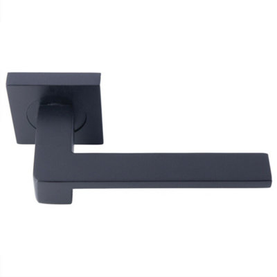 4x PAIR Flat Squared Bar Handle on Square Rose Concealed Fix Matt Black
