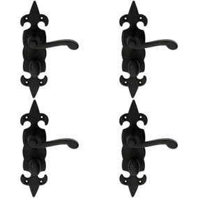 4x PAIR Forged Scroll Handle on Bathroom Backplate 206 x 57mm Black Antique