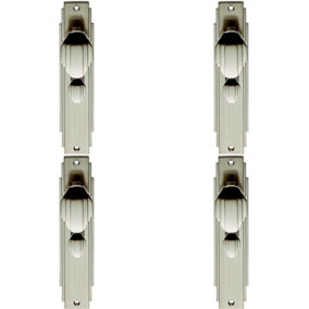 4x PAIR Line Detailed Door Knob on Bathroom Backplate 205 x 45mm Satin Nickel