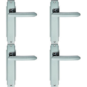 4x PAIR Line Detailed Handle on Latch Backplate 205 x 45mm Polished Chrome