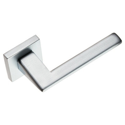 4x PAIR Modern Flat Bar Handle on Square Rose Concealed Fix Satin Chrome