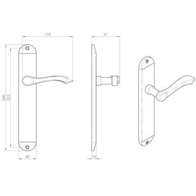 4x PAIR Polished Chrome Curved Door Handle 242 x 40mm Scroll Lever Latch Backplate