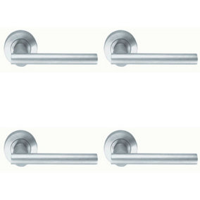 4x PAIR Round Recessed Bar Handle on Round Rose Concealed Fix Satin Chrome