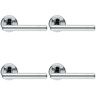 4x PAIR Round T Bar Handle with Ringed Design Concealed Fix Polished Chrome