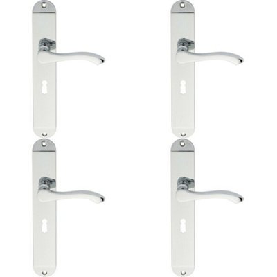 4x PAIR Scroll Lever Door Handle on Lock Backplate 242 x 40mm Polished Chrome Price Comparisons | Compare The Build
