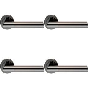 4x PAIR Sectional Round Bar Handle on Round Rose Concealed Fix Black Nickel