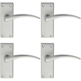4x PAIR Slim Arched Door Handle on Latch Backplate 150 x 43mm Satin Chrome