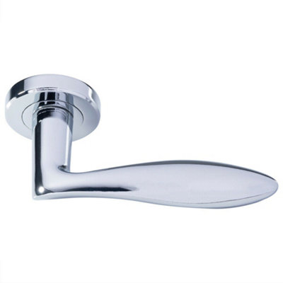4x PAIR Smooth Ergonomic Handle on Round Rose Concealed Fix Polished Chrome