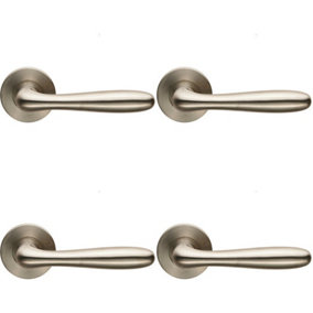 4x PAIR Smooth Rounded Bar Handle on Slim Round Rose Concealed Fix Satin Steel