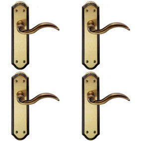 4x PAIR Spiral Sculpted Handle on Latch Backplate 180 x 48mm Florentine Bronze