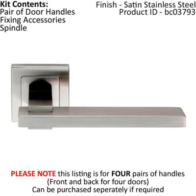 4x PAIR Square Cut Rectangular Handle on Square Rose Concealed Fix ...