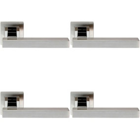 4x PAIR Square Cut Straight Bar Handle Concealed Fix Polished & Satin Steel