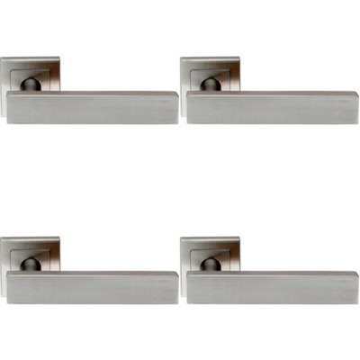 4x PAIR Square Cut Straight Bar Handle on Square Rose Concealed Fix ...