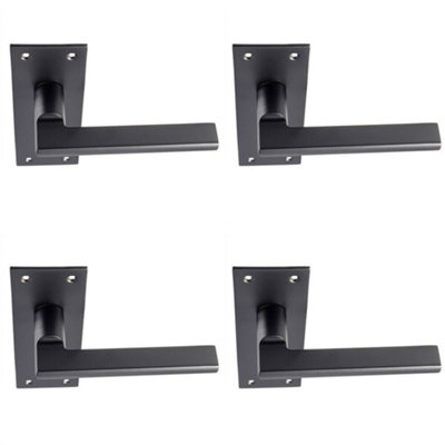 4x PAIR Straight Bar Handle on Slim Lock Backplate 150 x 50mm Matt ...