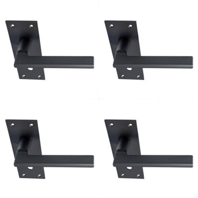 4x PAIR Straight Bar Handle on Slim Lock Backplate 150 x 50mm Matt ...