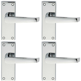 4x PAIR Straight Handle on Short Latch Backplate 118 x 42mm Polished Chrome