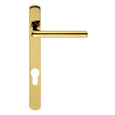 4x PAIR Straight Lever on Narrow Euro Lock Backplate 220 x 26mm Stainless Brass