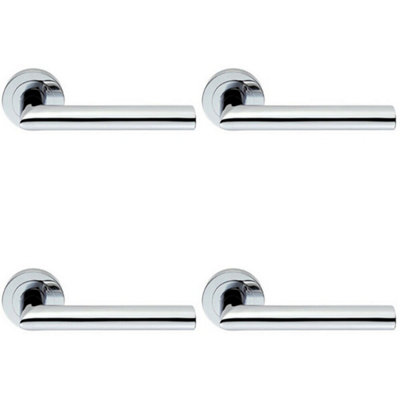 4x PAIR Straight Mitred Bar Handle on Round Rose Concealed Fix Polished Chrome