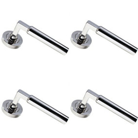 4x PAIR Straight Round Bar Handle on Round Rose Concealed Fix Polished Nickel