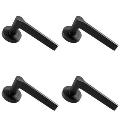 4x PAIR Straight Rounded Handle on Round Rose Concealed Fix Matt Bronze