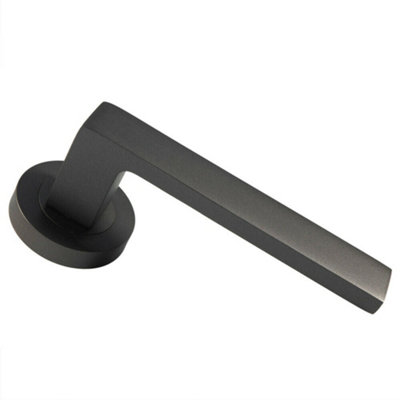 4x PAIR Straight Square Handle on Round Rose Concealed Fix Matt Bronze ...