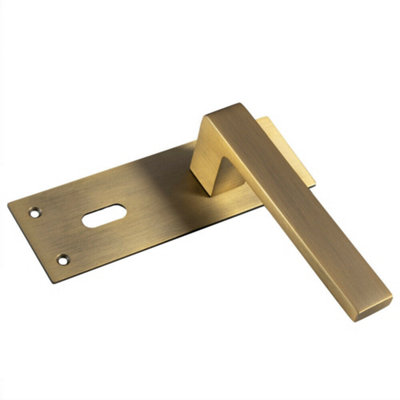 4x PAIR Straight Square Handle on Slim Lock Backplate 150 x 50mm ...
