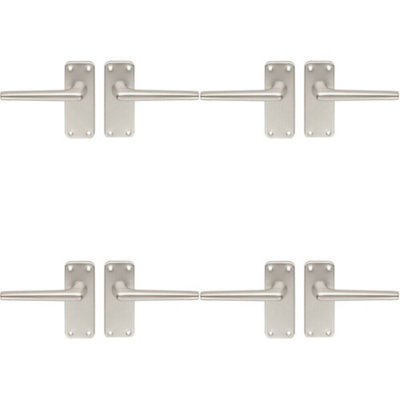 4x PAIR Straight Tapered Handle on Latch Backplate 102 x 41mm Satin Aluminium