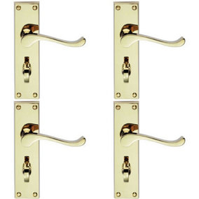 4x PAIR Victorian Scroll Handle on Bathroom Backplate 155 x 41mm Polished Brass