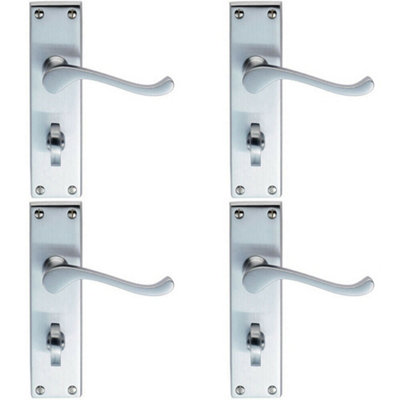 4x PAIR Victorian Scroll Handle on Bathroom Backplate 155 x 41mm Satin Chrome