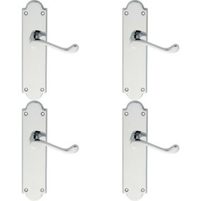 4x PAIR Victorian Scroll Handle on Latch Backplate 205 x 49mm Polished Chrome