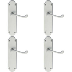 4x PAIR Victorian Scroll Handle on Latch Backplate 205 x 49mm Satin Chrome