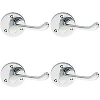 4x PAIR Victorian Scroll Lever on 58mm Round Rose Polished Chrome Door Handle
