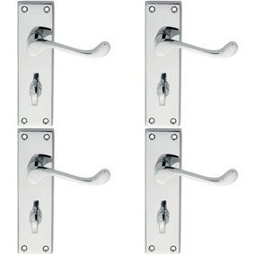 4x PAIR Victorian Scroll Lever on Bathroom Backplate 150 x 43mm Polished Chrome