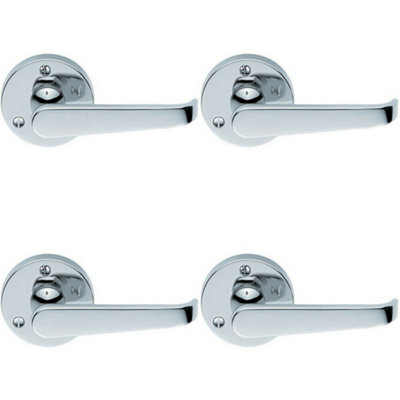 4x PAIR Victorian Straight Shaped Lever on 59mm Round Rose Chrome Handle