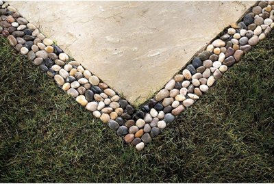 4x Pebble Edging Strips - Real Natural Stone Decoration for Pathways, Patios, Lawns, Flowerbeds or Tiling Borders - Each 30 x 10cm