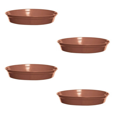 4x Plastic Plant Pot Saucer 19cm Terracotta Colour for 7 or 8 Inch Pot