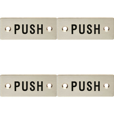 4x Rectangular Door Push Sign 75 x 30mm Satin Stainless Steel Door Plate