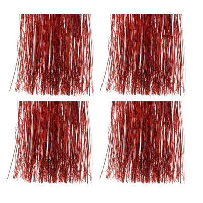 4x Red Lametta Foil Tinsel Garland Strands Christmas Tree Tinsel 50cm x 40cm