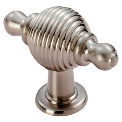 4x Reeded Beehive Style Cabinet Door Knob with Finials 26mm Dia Rose Nickel