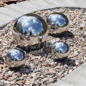4x Reflective Gazing Balls For Garden, Stainless Steel Silver Garden Balls, 360 Mirror Polished Garden Spheres