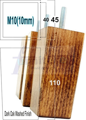 4x REPLACEMENT FURNITURE LEGS SOLID WOOD 110mm HIGH SOFAS CHAIRS SETTEE CABINETS LEGS M10 TSP2055