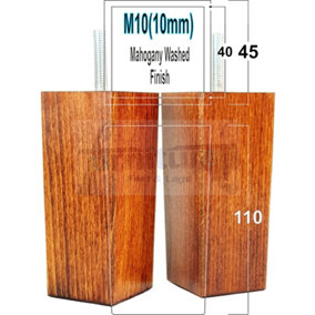 4x REPLACEMENT FURNITURE LEGS SOLID WOOD 110mm HIGH SOFAS CHAIRS SETTEE CABINETS LEGS M10 TSP2055