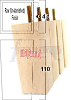4x REPLACEMENT FURNITURE LEGS SOLID WOOD 110mm HIGH SOFAS CHAIRS SETTEE CABINETS LEGS M8 TSP2055 Raw