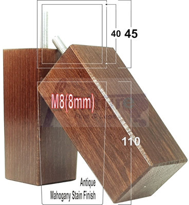 4x REPLACEMENT FURNITURE LEGS SOLID WOOD 110mm HIGH SOFAS CHAIRS SETTEE CABINETS LEGS M8 TSP2055