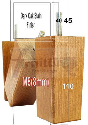 4x REPLACEMENT FURNITURE LEGS SOLID WOOD 110mm HIGH SOFAS CHAIRS SETTEE CABINETS LEGS M8 TSP2055