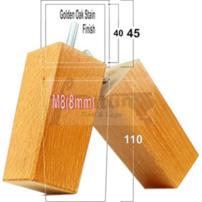 4x REPLACEMENT FURNITURE LEGS SOLID WOOD 110mm HIGH SOFAS CHAIRS SETTEE CABINETS LEGS M8 TSP2055
