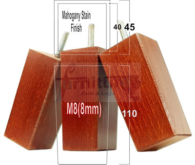 4x REPLACEMENT FURNITURE LEGS SOLID WOOD 110mm HIGH SOFAS CHAIRS SETTEE CABINETS LEGS M8 TSP2055