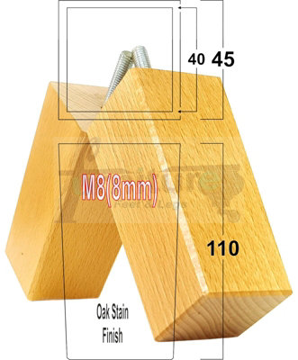 4x REPLACEMENT FURNITURE LEGS SOLID WOOD 110mm HIGH SOFAS CHAIRS SETTEE CABINETS LEGS M8 TSP2055